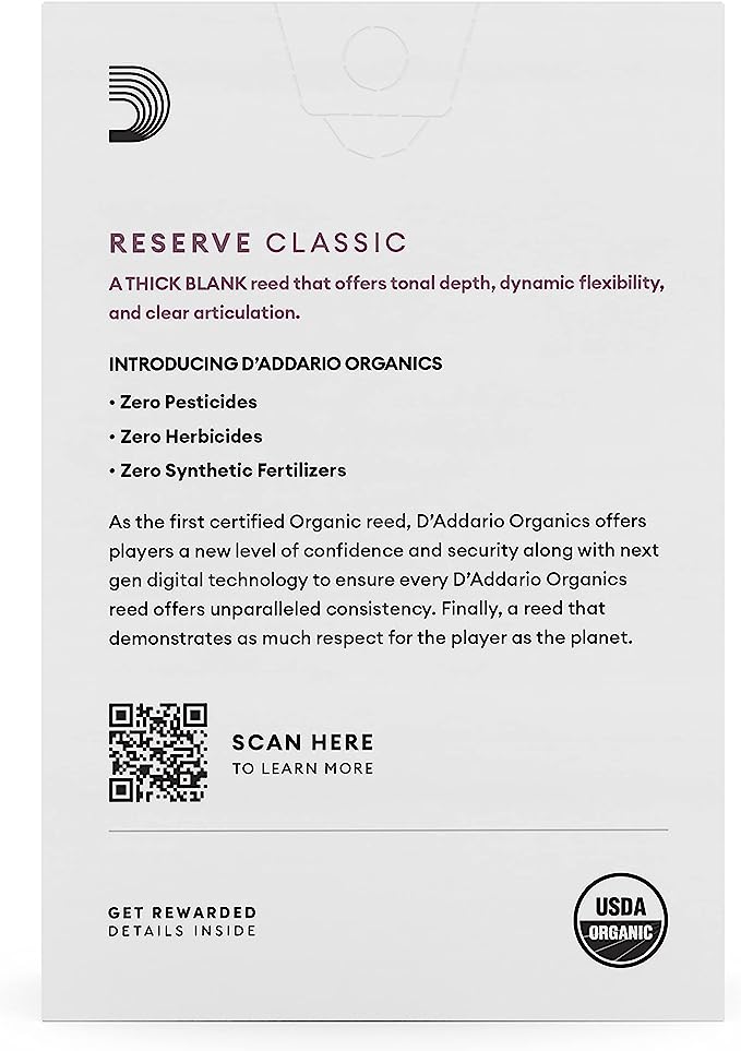 D'Addario Organic Reserve Classic Bb Reeds 10 Per Box