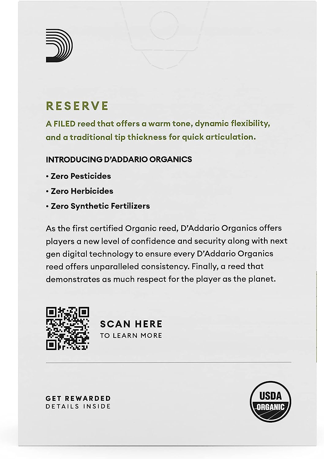 D'Addario Organic Reserve Soprano Saxophone Reeds - 10 Per Box