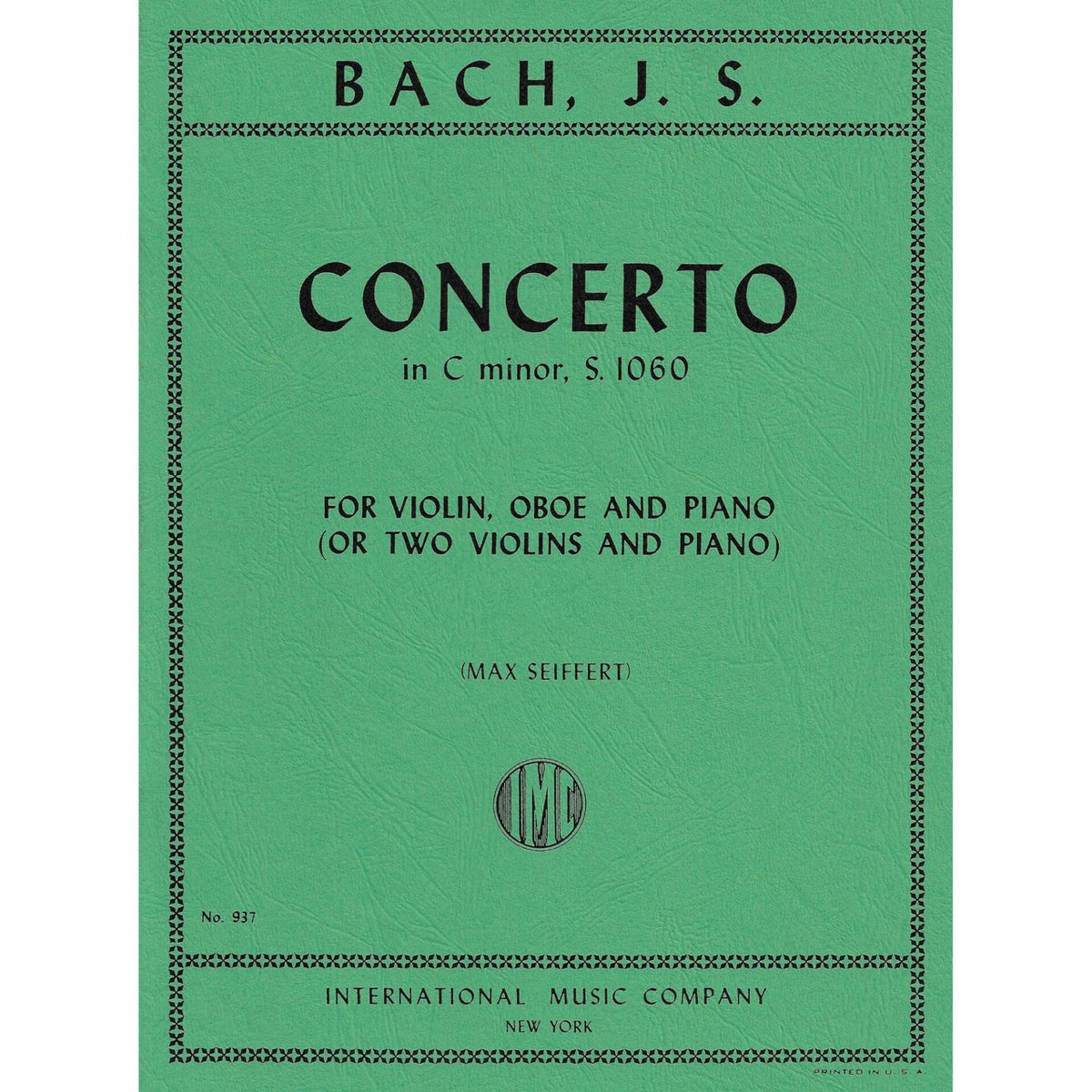 J.S. Bach Concerto in c minor S. 1060 for Violin, Oboe & Piano or 2 Violins & Piano - 937