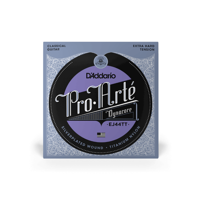 D'Addario ProArte Dynacore Classical Guitar Strings, Titanium Trebles, Extra-Hard Tension -EJ44TT
