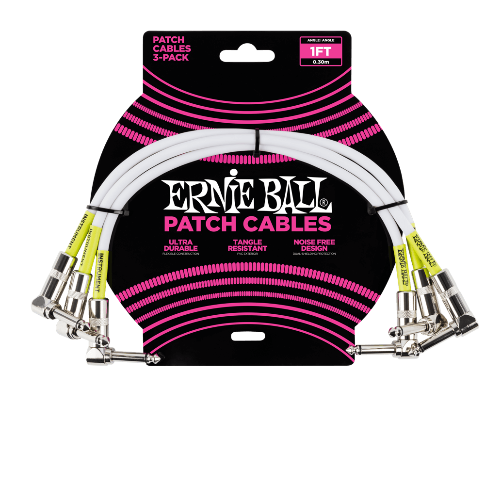 Ernie Ball 1' Angle / Angle Patch Cable 3-Pack - P06055
