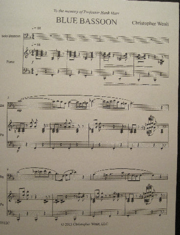 CHRISTOPHER WEAIT BOOK - Blue Bassoon for solo bassoon and piano