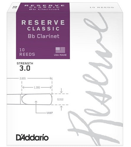 D'Addario Reserve Classic Bb Clarinet Reeds - 10 Per Box