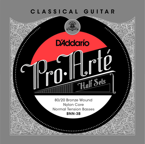 D'Addario Pro-Arte Nylon Core, 80/20 Bronze Bass, Normal Tension Half Set Classical Guitar Strings