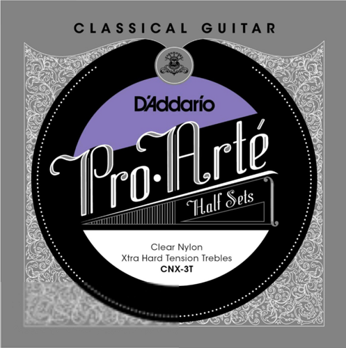 D'Addario Pro-Arte Clear Nylon Treble, Extra Hard Tension Half Set Classical Guitar Strings