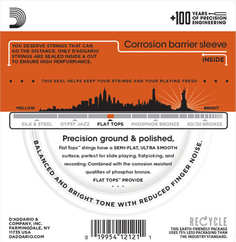 D'Addario Flat Tops, Medium, 16-56 Resphonic Guitar Strings
