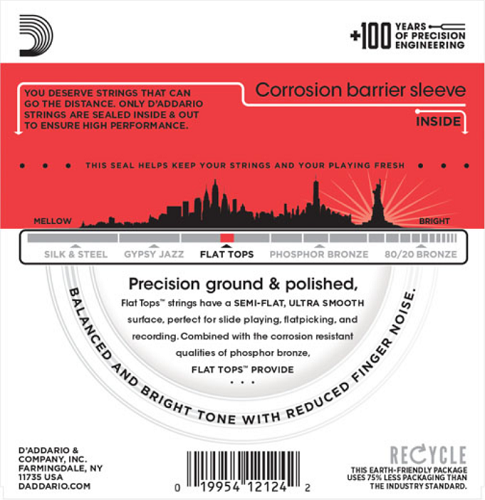 D'Addario Flat Tops, Medium, 13-56 Acoustic Guitar Strings