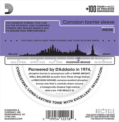D'Addario Phospher Bronze, Custom Light, 11-52 Acoustic Guitar Strings (3 Sets) EJ26-3D