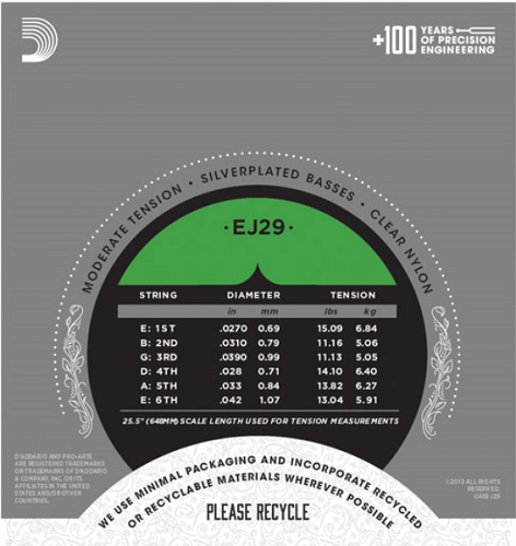 D'Addario Pro-Arte Rectified TrebleS, Moderate Tension Classical Guitar Strings