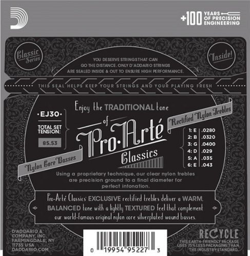 D'Addario Pro-Arte Rectified TrebleS, Normal Tension Classical Guitar Strings