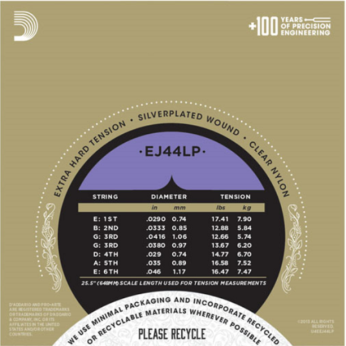 D'Addario Pro-Arte Lightly Polished Composite , Extra-Hard Tension Classical Guitar Strings - EJ44LP