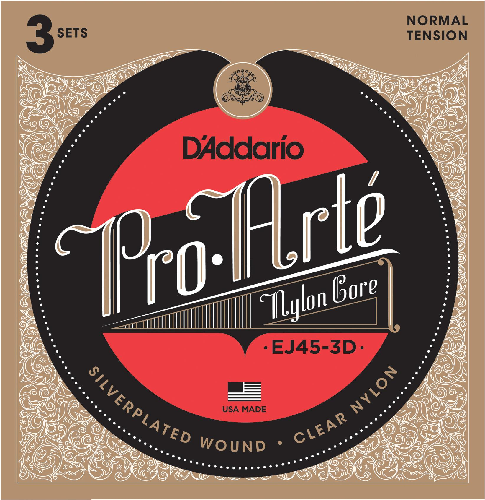 D'Addario Pro-Arte Nylon, Normal Tension Classical Guitar Strings ( 3-Sets) EJ45-3D