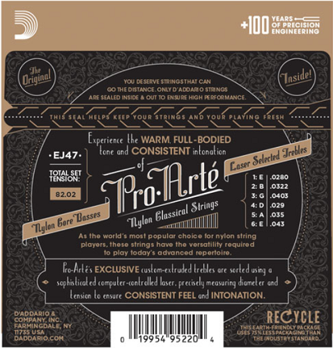 D'Addario 80/20 Bronze Pro-Arte Nylon, Normal Tension Classical Guitar Strings