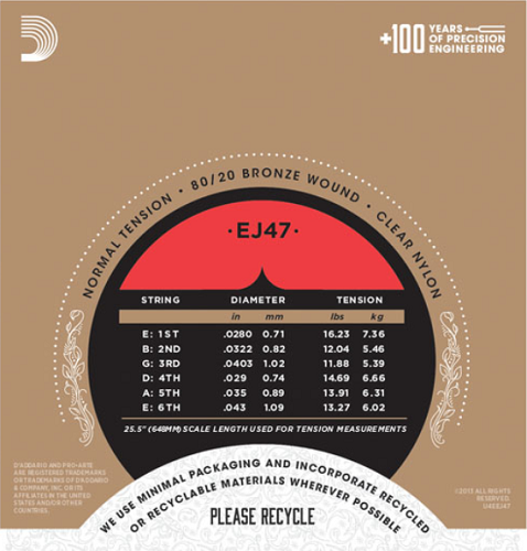 D'Addario 80/20 Bronze Pro-Arte Nylon, Normal Tension Classical Guitar Strings