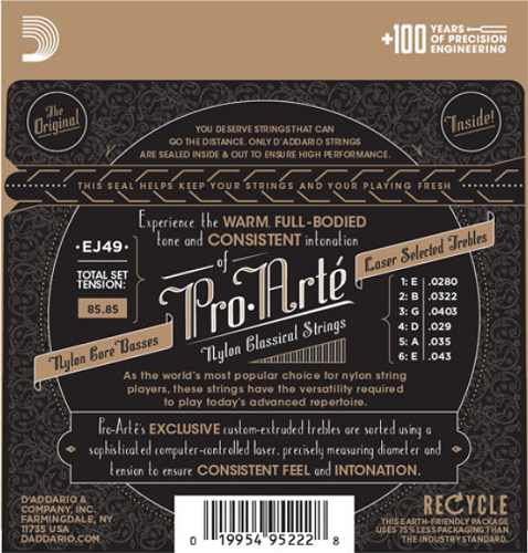 D'Addario Pro-Arte Nylon, Normal Tension Classical Guitar Strings EJ49