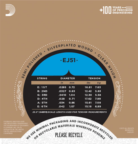 D'Addario Pro-Arte with Polished Basses, Hard Tension Classical Guitar Strings