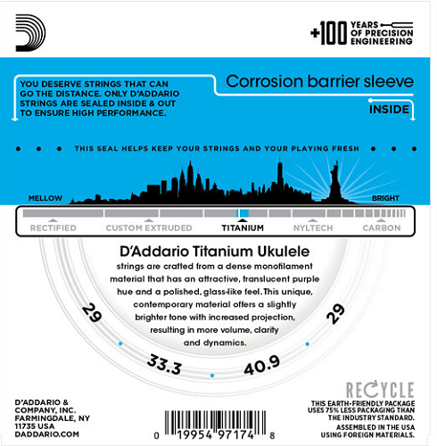 D'Addario TITANIUM, Tenor Ukulele Strings