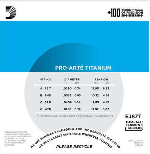 D'Addario TITANIUM, Tenor Ukulele Strings