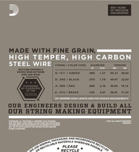 D'Addario Half Round, Medium, Long Scale, 50-105 Bass Guitar Strings