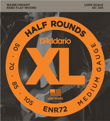 D'Addario Half Round, Medium, Long Scale, 50-105 Bass Guitar Strings