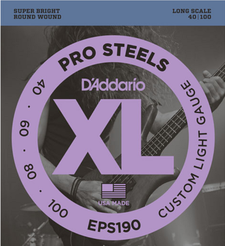 D'Addario PROSTEELS, Custom Light, Long Scale, 40-100 Bass Guitar Strings