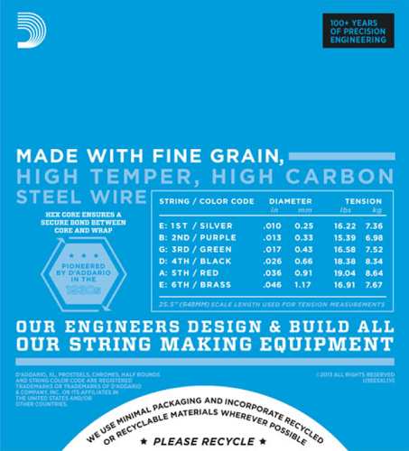 D'Addario Nickel Wound Regular LGHT, Double Ball END, 10-46 Electric Guitar Strings ESXL110