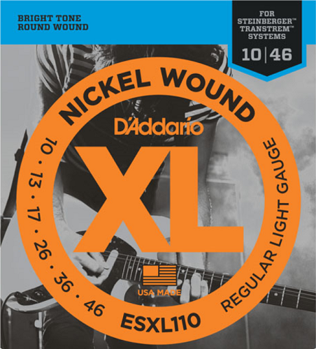 D'Addario Nickel Wound Regular LGHT, Double Ball END, 10-46 Electric Guitar Strings ESXL110