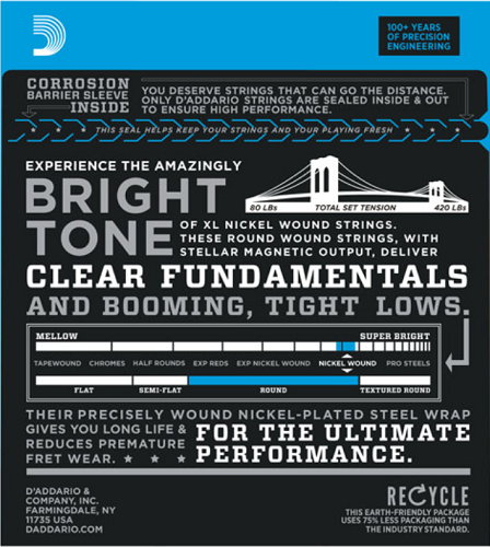 D'Addario Nickel Wound, Light, Short Scale, 45-100 Bass Guitar Strings EXL170S