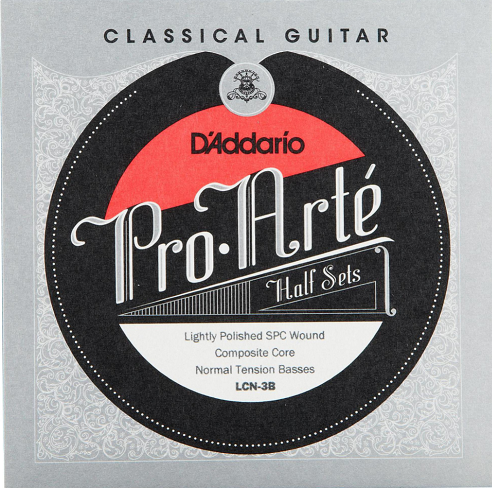 D'Addario Pro-Arte Composite Core, Lightly Polished Silver Plated Copper Bass, Normal Classical Guitar Half Set
