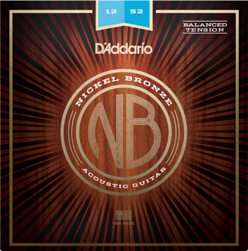 D'Addario Nickel Bronze, Balanced Tension Light, 12-52 Acoutic Guitar Strings