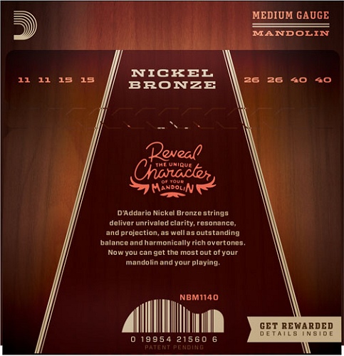 D'Addario Nickel Bronze, Medium, 11-40 Mandolin Strings