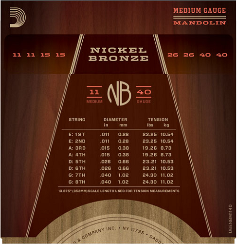 D'Addario Nickel Bronze, Medium, 11-40 Mandolin Strings