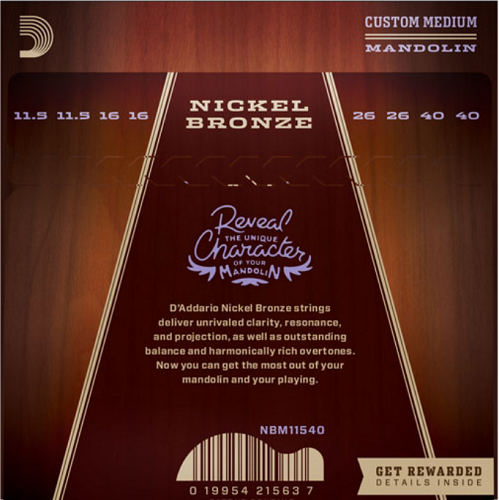 D'Addario Nickel Bronze, Custom Medium, 11.5-40 Mandolin Strings