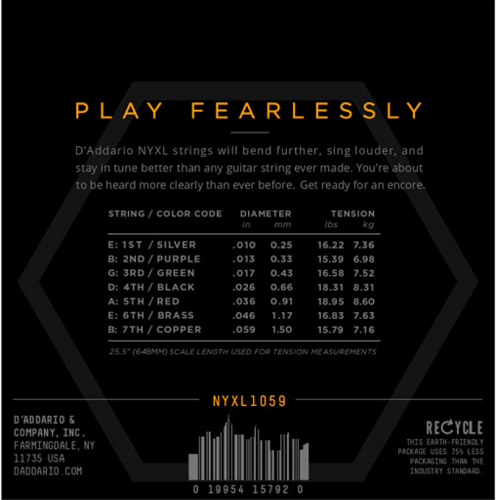 D'Addario Nickel Wound, Light Top Heavy Bottom, 10-59 Electric Guitar Strings