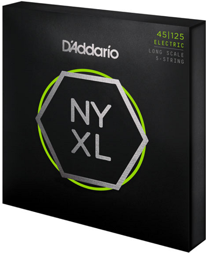 D'Addario Long Scale, Light Top/Medium Bottom, 5-String, 45-125 Bass Guitar Strings