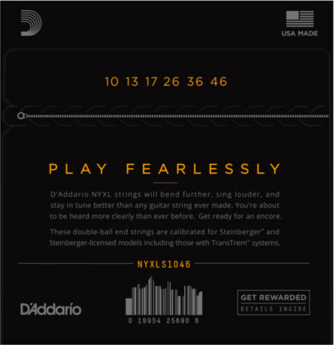 D'Addario NYXL Nickel Wound, Regular Light, Double Ball END, 10-46 Electric Guitar Strings