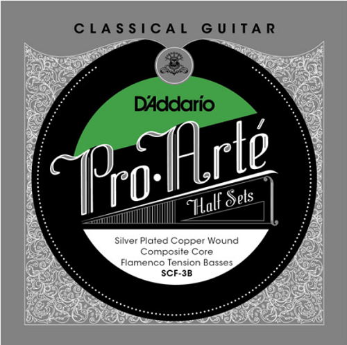 D'Addario Pro-Arte Composite Core, Silver Plated Copper Bass, Flamenco Tension Half Set Classical Guitar Strings