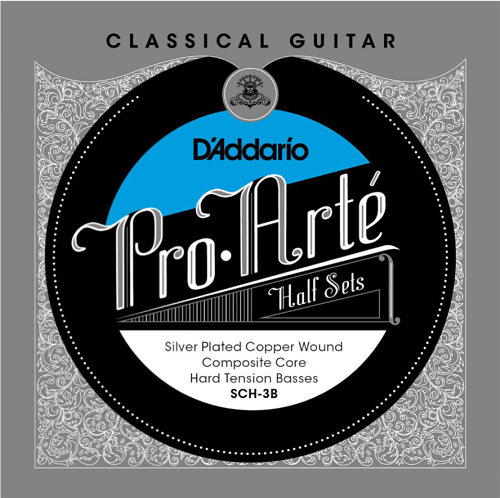 D'Addario Pro-Arte Composite Core, Silver Plated Copper Bass, Hard Tension Half Set Classical Guitar Strings