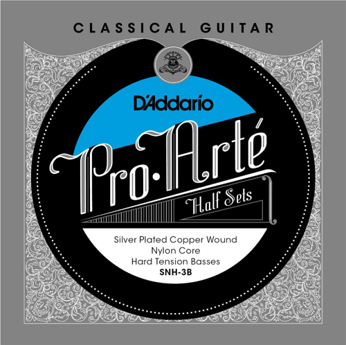 D'Addario Pro-Arte Nylon Core, Silver Plated Copper Bass, Hard Tension Half Set Classical Guitar Strings