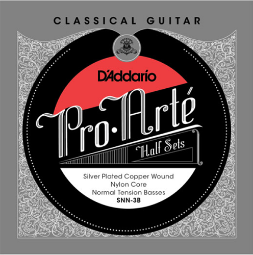 D'Addario Pro-Arte Nylon Core, Silver Plated Copper Bass, Normal Tension Half Set Classical Guitar Strings