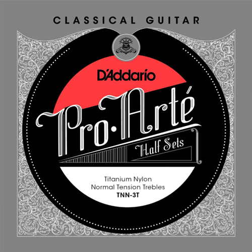 D'Addario Pro-Arte Titanium Nylon Treble, Normal Tension Half Set Classical Guitar Strings