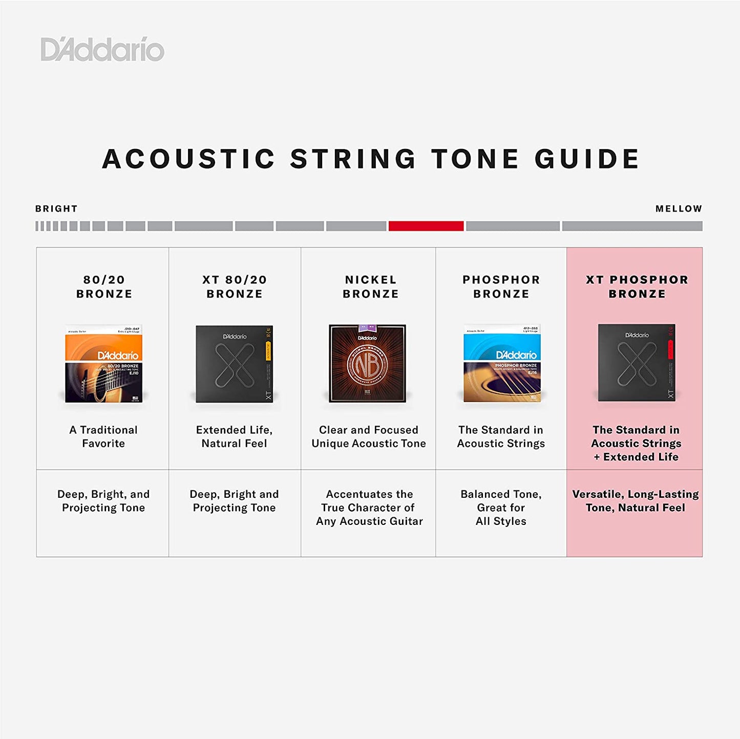 D'Addario XT Phosphor Bronze Acoustic Guitar Stringse, Medium, 13-56 - XTAPB1356