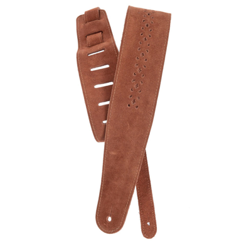 D'Addario Planet Waves Vented Leather Strap W/ Camel Suede Rosette