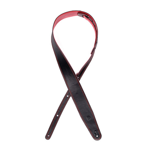D'Addario Reversible Leather Guitar Straps (BLACK RED)