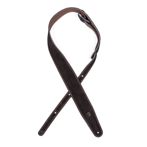 D'Addario Reversible Leather Guitar STRAP, BLACK/BROWN Suede