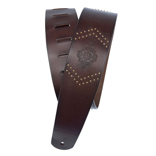 D'Addario Planet Waves Brown Embossed Studs Leather Strap