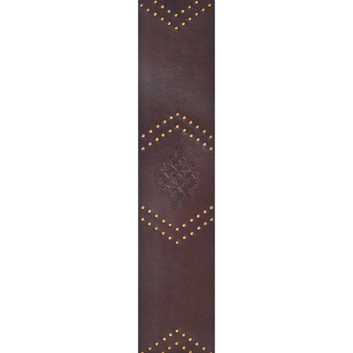 D'Addario Planet Waves Brown Embossed Studs Leather Strap