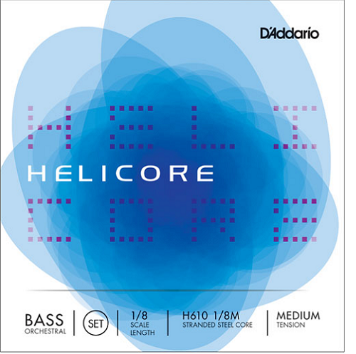 D'Addario Helicore Orchestral Bass String SET, 1/8 Scale, Medium Tension