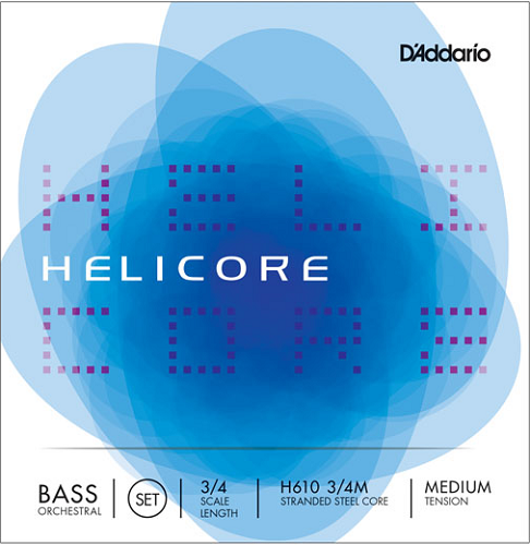 D'Addario Helicore Orchestral Bass String SET, 3/4 Scale, Medium Tension