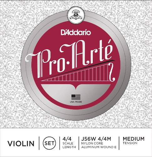 D'Addario Pro-Arte Violin String SET, 4/4 Scale, Medium Tension with Wound E String